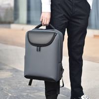 Sac à dos minimaliste noir, gris et bleu pour professionnels urbains – Oxford durable, imperméable, antivol, avec fermeture éclair en polyester