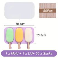 Moule à glaces réutilisable et durable USSE à 3 cavités, forme mignonne, en silicone écologique certifié LFGB, avec couvercle, pour glaces maison