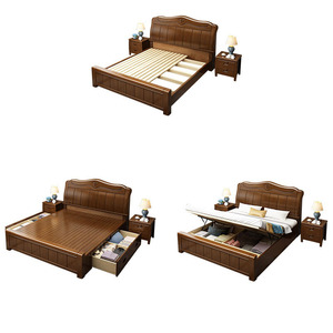 Cama King Moderna de Madera Maciza con Almacenamiento y Diseño, Muebles de Dormitorio WB-007, Cama de Madera Maciza, Estructura de Cama de Madera Maciza - Product Image 2