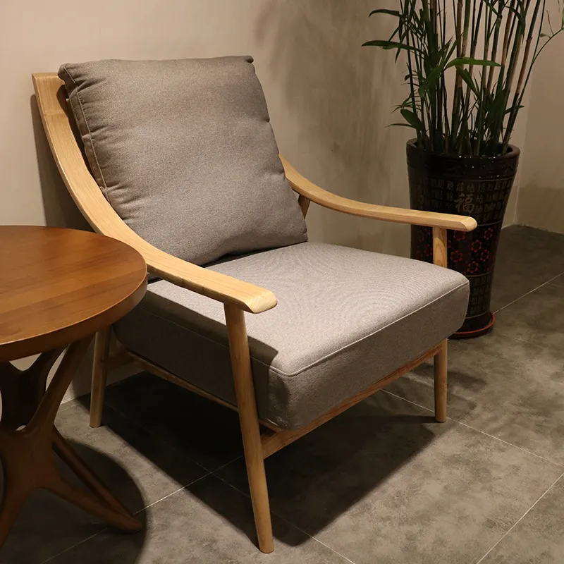 נורדי סגנון עץ יחיד פנאי ספה כיסא למלון בית