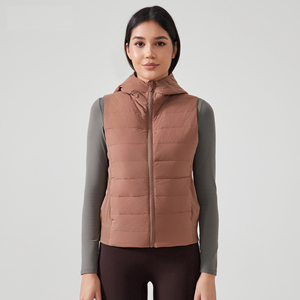 Vente en gros <span class=keywords><strong>de</strong></span> vêtements d'entraînement sport personnalisés veste en duvet sans manches à fermeture éclair hiver sweat à capuche gym fitness Fpr femmes - Product Image 4