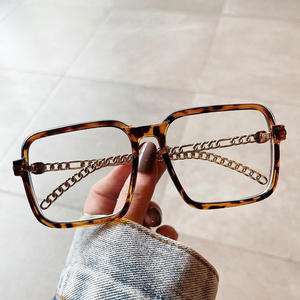 Lunettes anti-lumière bleue semi-cerclées Qianai Square pour femmes, verres Plano, verres AC, montures rétro tendance R5-3378 - Product Image 5