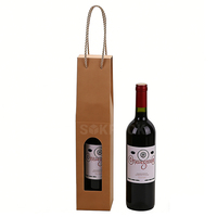 Caja de Regalo Ecológica Personalizada para una Sola Botella de Vino, de Papel Kraft Rígido, con Ventana y Asa, Hecha con Materiales Reciclados, Portátil, para Bebidas Energéticas