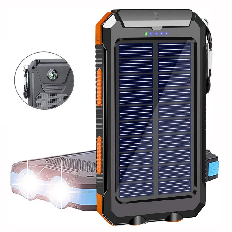 Solar Power Bank Panel Waterproof Charger Outdoor 10000mah Portable Solar Bank Panel Waterproof Charger