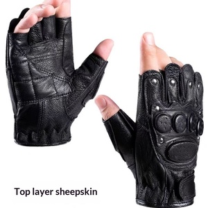 Gants mi-doigts en peau de mouton de qualité supérieure pour hommes, antidérapants, en <span class=keywords><strong>cuir</strong></span>, pour le cyclisme, la pêche, la conduite de moto et les activités de plein air - Product Image 2