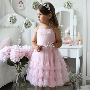 Abito con Bretelle e Sciarpa Outong Unisex per Bambine, Principessa delle Fate, Taglia Media e Piccola, con Stampa e Volant a Strati in Tulle W6053 - Product Image 4