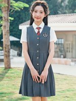 Uniformes d'été en polyester pour enseignantes de maternelle style académie 2026 – Gilets et ensembles de récitation pour discours