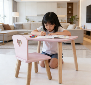 Ensemble table et chaises pour enfants en forme de cœur rose - <span class=keywords><strong>Bureau</strong></span> d'étude pour bébé, <span class=keywords><strong>bureau</strong></span> d'écriture pour salon, <span class=keywords><strong>petit</strong></span> <span class=keywords><strong>bureau</strong></span> de jeu pour tout-petits, dessin animé - Product Image 2