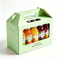 Boîte à boissons en carton ondulé personnalisée avec poignée, emballage portable pour transport de boissons, vente en gros