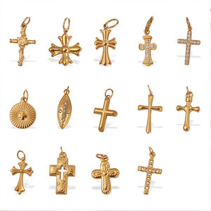 Colgantes y dijes de moda de acero inoxidable 316L chapados en oro PVD de 14K y 18K personalizados para hacer pulseras y dijes de cruz para la creación de joyas. - Product Image 5