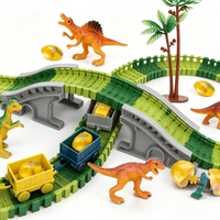 Ensemble de voitures de train électrique flexibles avec étui de rangement, jouets dinosaures pour enfants, kit de construction de voies ferrées STEM, jouets cadeaux en gros