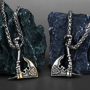MECYLIFE-colgante de acero inoxidable con diseño escandinavo para hombre, collar con diseño de hacha de batalla vikinga - Product Image 5