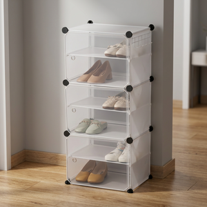 Economical DIY Modular Plastic Cube <b>Storage</b> Adjustable Freestanding Large Capacity Dustproof Waterproof Modern <b>Shoe</b> Cabinet - Product Image 3