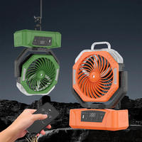 Ventilador de Exterior de Larga Duración de 20000 mAh, Ventilador de Carpa Portátil Recargable con Gancho para Colgar, Ventilador de Refrigeración para Camping con Alimentación USB