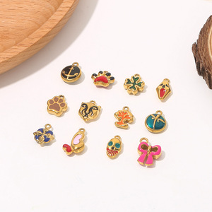 Delicados Dijes de Esmalte con Diseños Divertidos |   Colgante de Acero Inoxidable Chapado en Oro PVD de 18K para Fabricación de Joyería DIY |   Impermeable, Hipoalergénico - Product Image 4