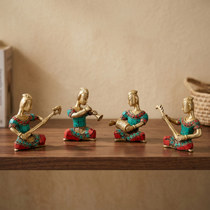 Figuras Tribales Musicales de Latón de Calidad de Exportación, Juego de 4 Diseños, Artesanía Navideña para Decoración del Hogar - Product Image 1