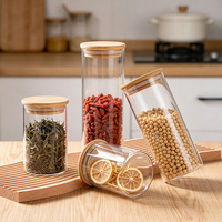 Lot de pots en verre personnalisables avec couvercles en bambou, hermétiques, pour épices et aliments, idéal pour le miel