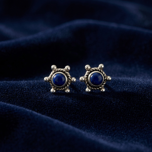 925 <b>Silver</b> <b>Stud</b> Earrings Lapis Lazuli Gemstone Cute Jewelry Women Wedding Engagement Anniversary Party in Stock - Product Image 3