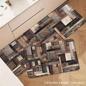 Juego de 2 Alfombras de Cocina Rectangulares Antideslizantes, Absorbentes de Aceite, de Terciopelo Cristalizado Grueso, Diseño Moderno - Product Image 3