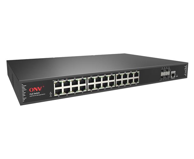 ONV 28 Port Layer 3 Managed PoE Switch with 10G Uplink Rack Mount Ethernet Switch for CCTV AP