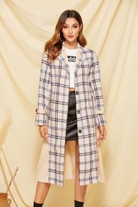 Ropa de otoño para <span class=keywords><strong>mujer</strong></span> de invierno de color caqui estampado de manga larga solapa señoras medio larga <span class=keywords><strong>chaqueta</strong></span> <span class=keywords><strong>mujer</strong></span> abrigo - Product Image 4