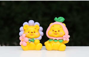 Cute Yellow Teddy Bear Figurine Model Cake Spin Box Doll Figurine <strong>Small</strong> Figurine Car <strong>Ornament</strong> - Product Image 2