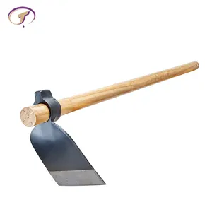 Hot Sale Good Quality Farm Agriculture Tools Africa Type Steel Head Garden Digging Hoe With Wooden Handle