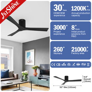 Ventilateur de <span class=keywords><strong>plafond</strong></span> 1stshine Profil bas Noir Bois massif Haute vitesse Ventilateur de <span class=keywords><strong>plafond</strong></span> encastré avec télécommande - Product Image 3