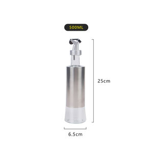 300ml 500ml Bouteille à sauce en acier inoxydable avec manchon en verre pour huile de cuisson et <span class=keywords><strong>vinaigre</strong></span> - Product Image 2