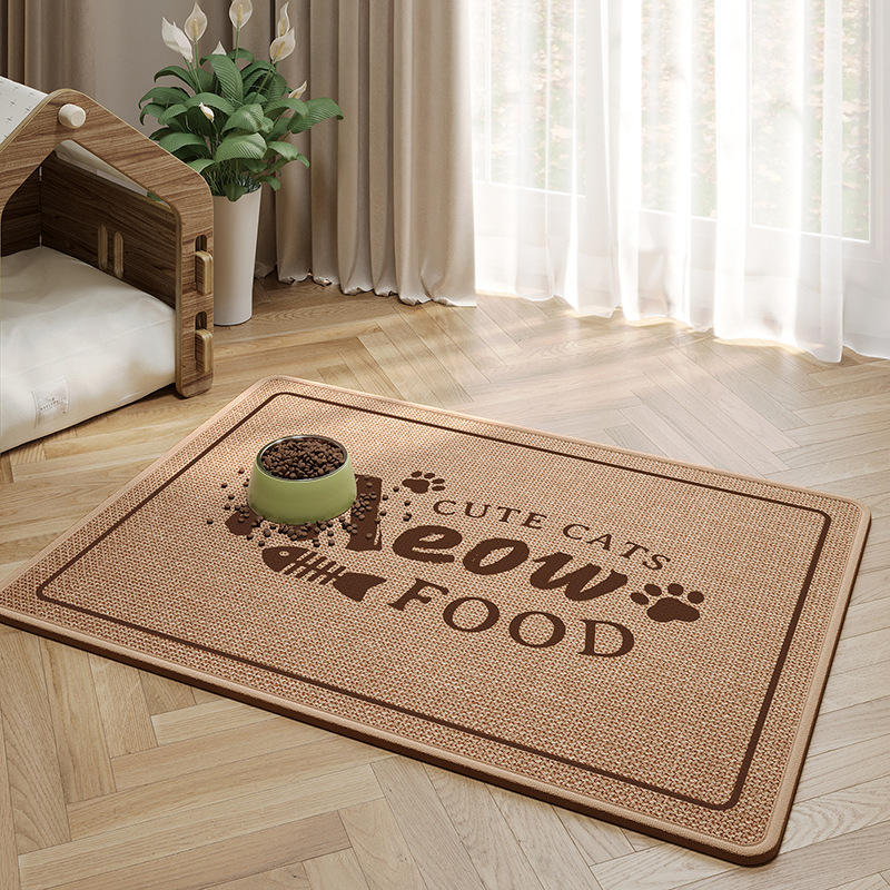 Tapis d'alimentation pour animaux de compagnie Sally en caoutchouc de chanvre - nourriture pour chat marron