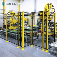 Clôture de sécurité robotique en acier à faible teneur en carbone sur mesure avec panneaux en treillis soudé pour cellules de peinture robotisées et séparation sécurisée des équipements