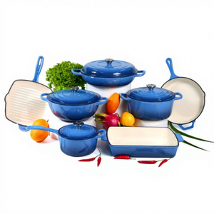 Juego de ollas de siete piezas esmaltadas, incluye olla para sopa, olla para guisos, sartén, bandeja para hornear, diseño moderno, utensilios de cocina universales para el hogar. - Product Image 4
