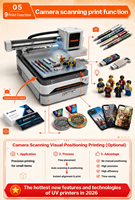 A3/A2/A1 dua kepala 2880dpi uv kecil digital dtf inkjet flatbed printer untuk plastik kulit pvc film pencetakan stiker pena