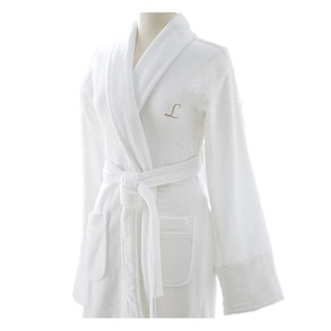 Wholesale Custom Luxury Hotel Unisex Bathrobe Embroidery Logo 100% Cotton <strong>Women</strong> Shawl Collar Velour <strong>Thermal</strong> Summer <strong>Long</strong> <strong>Sleeves</strong> - Product Image 1