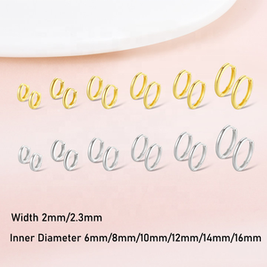 <span class=keywords><strong>Orecchini</strong></span> di Alta Gioielleria Minimalisti <span class=keywords><strong>Piccoli</strong></span> 6mm-20mm Placcati in Oro 18k per Cartilagine in <span class=keywords><strong>Argento</strong></span> Sterling 925 <span class=keywords><strong>a</strong></span> <span class=keywords><strong>Cerchio</strong></span> Huggies - Product Image 2