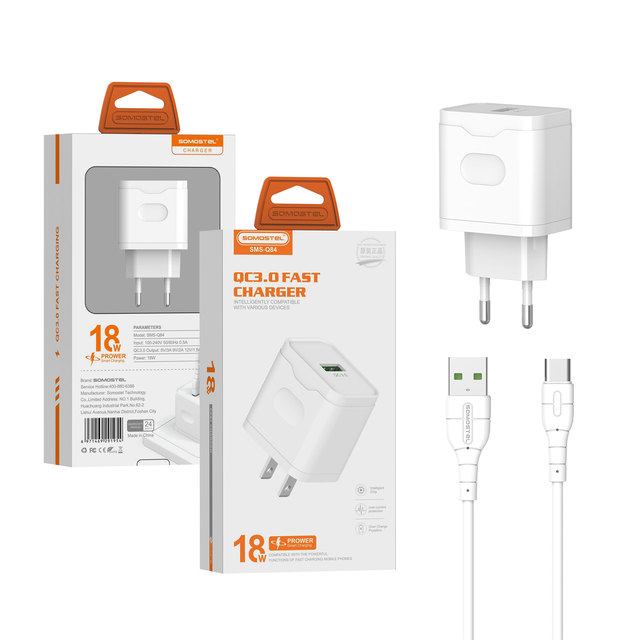 Hot Product 18W USB Charger for Xiaomi 17 15 14 QC3.0 Carregadores Travel Charger With USB Cable US/EU Android Phone Charger