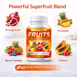 Cápsulas de Suplemento Alimenticio de Frutas Enteras, 60 Cápsulas, Mezcla de Superalimentos, Fabricante de Fórmula Personalizada OEM, Apoyo Inmunológico para Mujeres - Product Image 3