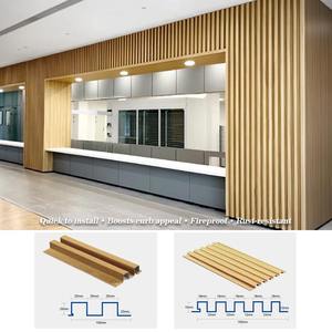 Décoration <span class=keywords><strong>extérieure</strong></span> en gros Revêtement métallique Panneau mural externe aspect bois Panneau cannelé en aluminium - Product Image 4