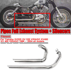 Sistema di Scarico Completo con Silenziatore per Moto <span class=keywords><strong>Yamaha</strong></span> Virago XV535 <span class=keywords><strong>XV</strong></span> 535 VIRAGO XV400 <span class=keywords><strong>XV</strong></span> 400 in Acciaio Inox - Product Image 2