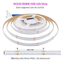 Bandes lumineuses LED COB RGBW RGBCCT, éclairage LED à haute densité, dimmable, flexible, ruban lumineux LED FCOB RGB CCT