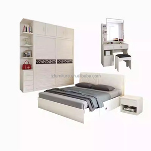 Affordable Studio Apartment Bedroom Furniture <b>Storage</b> Bed With Nightstands Wardrobe & Vanity Sets for Compact Living Space - Product Image 5
