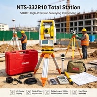 South NTS-332R10 Total Station Tanpa Reflektor 1000m Akurasi 2 Detik LCD Dual Backlit Bluetooth USB Fast EDM Surveying SGS AI