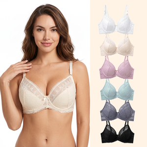 Soutien-gorge féminin S en dentelle fine avec rembourrage, doublure transparente, maille respirante, dentelle française <span class=keywords><strong>vintage</strong></span>, antidérapant, 6 couleurs - Product Image 1