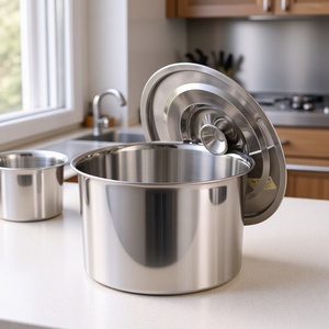 Olla para Sopa de Acero Inoxidable con Tapa de 18 cm, Apta para Lavavajillas, Utensilios de Cocina - Product Image 1