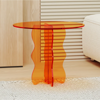 Table basse en acrylique multicolore personnalisée - Ensemble de meubles de patio transparents minimalistes, table et chaises de balcon sur mesure