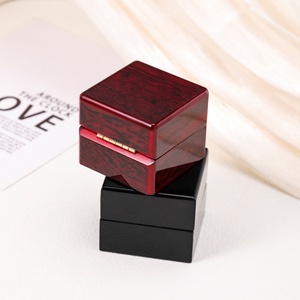 Wholesale Customized Luxury Exquisite Basketball Championship <b>Rings</b> <b>Boxes</b> Classic Cherry Red Wooden <b>Ring</b> Box and Display case - Product Image 3