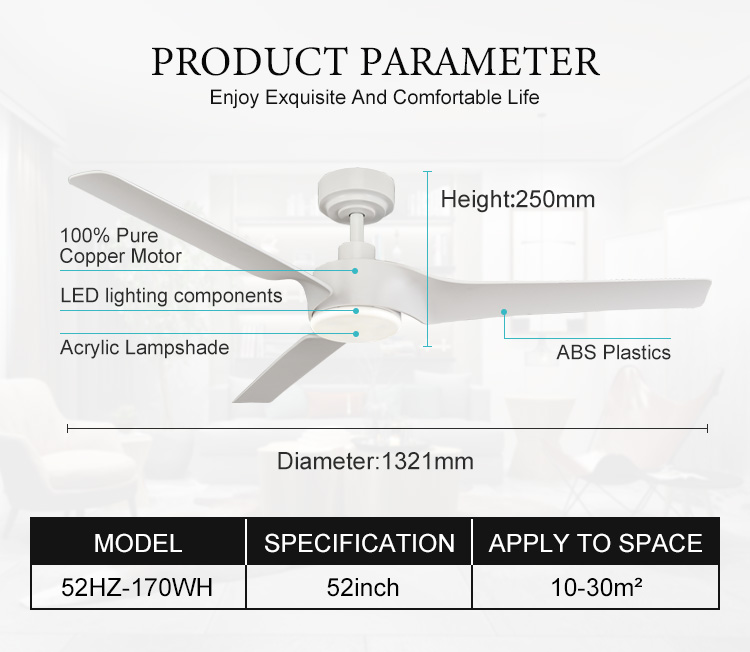52 42 inch contracted LED Ceiling Fans vintage chandelier with light 24W/15W and remote Pure copper motor