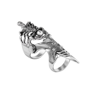 Anillo Vintage DragonJoint KnuckleRing, Anillo de Armadura Gótico Punk de Metal para Dedo Completo, Anillo Ajustable Retro con Incrustaciones de Diamantes de Imitación para Hombres y Mujeres - Product Image 5