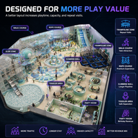 Structure de jeu intérieure commerciale avec piscine à balles et toboggan, couleurs vives et personnalisables, coussinets, certifiée ASTM, conception d'aménagement