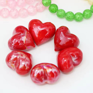 Ornamen Hati Kaca Murano Buatan Tangan Warna-warni Berlapis Merah, Hadiah Hari Valentine Grosir - Product Image 3